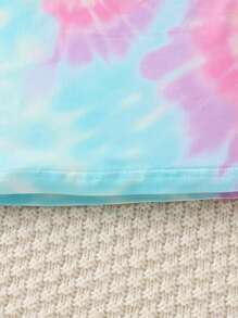 2pcs Girls Outfit: Sleeveless Letter Print Cropped Top And Tie Dye Gradient Print Casual Shorts, Summer Fashion Sports Suit