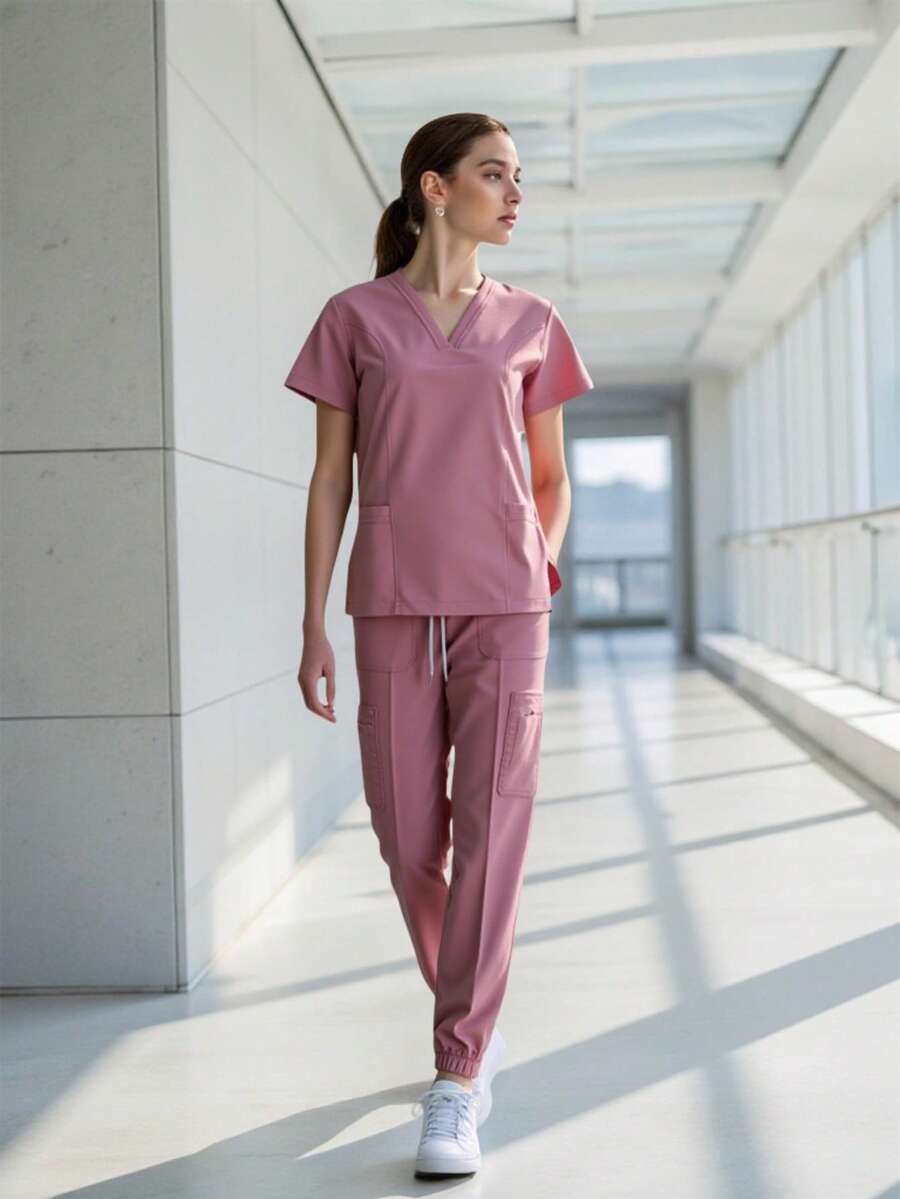 Surgical Lady Repellent Uniform - 藕粉色 - View 1