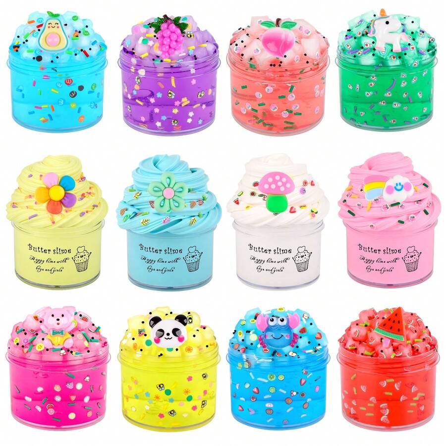 11 Pack Slime Kit For Kids With 8 Clear And 3 Butter, Slime Party Favors For Kids Slime Bulk DIY Stress Relief Toy Easter Birthday Goodie Bag Stuffer Classroom Reward For Girls Boys - 彩色 - 查看 1