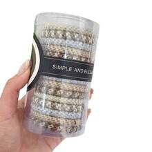 Conjunto de 15 elásticos de cabelo trançados de alta elasticidade, elásticos básicos para rabo de cavalo, elástico grosso, prendedores de rabo de cavalo esportivos, nova cor damasco, elásticos de cabelo de alta qualidade, acessórios para cabelo, faixa elástica. - Multicolorido - Ver 6