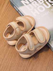 1 Pair Men's Beach Shoes Cloth Shoes Dual Adhesive Design Flat Casual Sandals, Suitable For Summer - Apricot - View 4