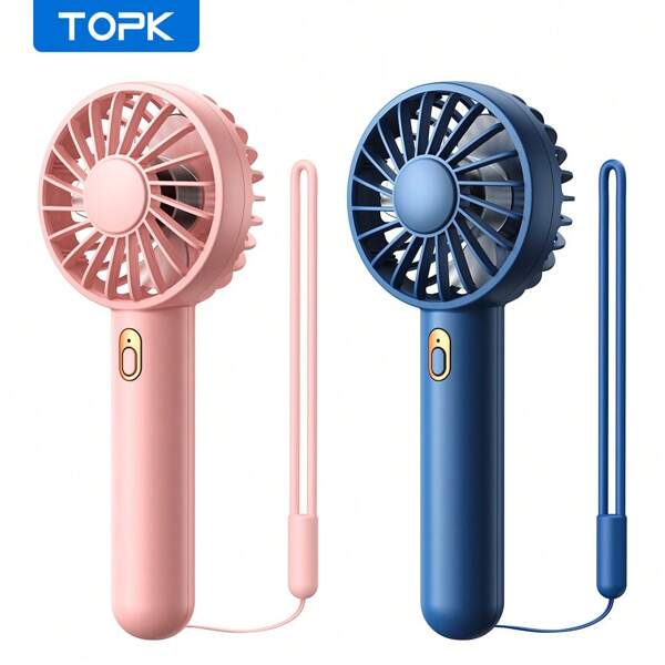 TOPK TOPK K30 1800mAh Portable Mini Hand Held Fan, [9H Max Operation Time] Stylish Design With Hanging Rope Comfortable Grip Powerful Airflow Ergonomic Fluid Engineering Whisper-Quiet Operation Hand Fan