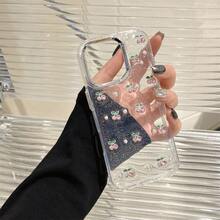 1PC Pink Cherry Pearl Transparent Phone Case Compatible With Apple 16Promax Anti Drop 17Promax/15/14/13/12/11/16E Dropper Phone Protective Case - Pink Cherry - View 5