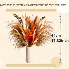 57pcs Boho Chic Artificial Pampas Grass Bouquet - Vibrant Spring Decor For Vases, Weddings, & Home - Includes Dried Flowers In White, Yellow, Orange & Brown - Perfect For Garden, Thanksgiving, Christmas, Easter, & More - No Battery Required, Flower Decorations
