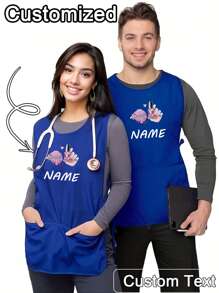 1 szt. Spersonalizowany nadruk, niestandardowy fartuch fryzjerski, spersonalizowany fartuch kuchenny, 2-kieszeniowy szybkoschnący fartuch domowy dla mężczyzn i kobiet, nowoczesny poliestrowy fartuch olejoodporny, szybkoschnący, jednolity kolor, do użytku w kuchni i domu