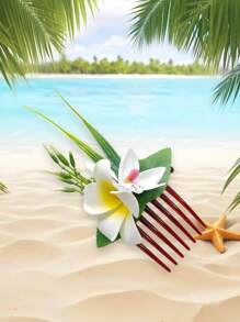 Clip de pelo de espuma floral artificial hawaiano, peine de pelo de orquídea bohemia apto para novia, boda, playa hawaiana, decoración de fiesta tropical. Peines para el cabello, lado del peine, artículos escolares, universidad
