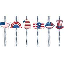 24pcs/Set 4th Of July Disposable Straws Flags Decor Well Crafted Patriotic Drinking Straws For American National Day Theme Decor