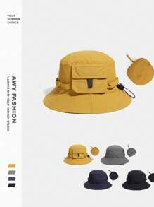 1pc Quick-Drying Packable Bucket Hat, Wide Brim Breathable Sun Hats, Classic Color Bucket Hat, Outdoor Hats For Women Men