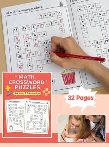 Math Puzzles Workbook For Kids,32 Pages/Book Fill In The Blanks Game Within 20,Mental Arithmetic:Addition,Subtraction,Multiplication And Division,Brain Exercises For Child,Stimulating Curiosity And Interest In Mathematics Through Interactive Experiences,Stationery, School Supplies, Educational Games, Home Learning, Preschool Math Improvement, Back-To-School Gifts(There Are Answers At The Back)