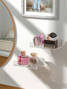 Estantes de acrílico transparente, 2 paquetes de estantes flotantes de pared de 15 pulgadas, estantes de pared para baño, estantes de baño invisibles transparentes, estantería decorativa para el hogar - transparente - Ver 10