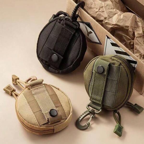 Outdoor Tactical Mini Bag | 3-In-1 Key Coin Card Case | Canvas Zipper EDC Pocket Organizer
