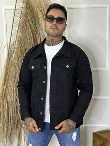 Men's Denim Jacket - Black - View 2