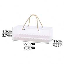 2pcs/4pcs Rectangular Transparent PET Cake Roll Packaging Boxes, Square Handle Swiss Roll Cake Boxes, Baking Pastry Takeaway Containers - Multicolor - View 2