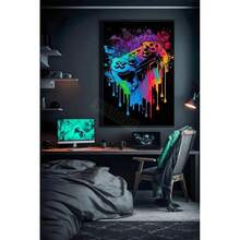 1pc /3pcsWall Arts Posters Optional Frame 80s Retro Funny Monkey Player Gamepad Picture For Gaming Room Living Canvas Painting Print Wall Art Home Decor Aesthetics Poster ,Wall Art With Frame