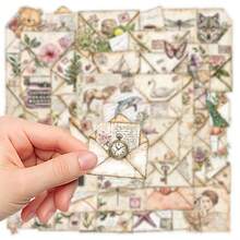 50 张透明贴纸 复古贴纸 复古礼品信封贴纸 美学贴纸 卡通贴纸 可爱贴纸 彩色贴纸 适用于水瓶、水壶、吉他、行李箱、手机、手机壳、笔记本电脑、滑板、礼物 - 彩色 - 查看 5