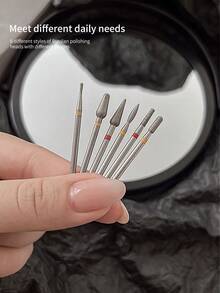 6件套多功能俄罗斯前磨头美甲工具，去除角质层、老茧、硬化皮肤，优质不锈钢磨具套装，适用于美甲沙龙和个人用户