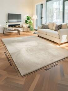 1 pieza Alfombra de felpa de alta calidad color crema, diseño moderno lavable, apta para sala de estar y dormitorio, decoración del hogar para el Día de la Madre, el Día del Trabajo, Pascua, cómoda bajo los pies, 850g/㎡, opciones de varios tamaños, nuevo lanzamiento de primavera