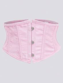 加大码女式花卉印花束腰带，优雅成熟魅力 - 梭织面料，前扣后系带设计 - 彩色 - 查看 46