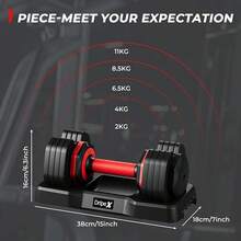 Adjustable Dumbbells Set, 11kg/24.5kg/55lbs Dumbbell Weights Pair For Men And Women, Anti-Slip Handle With Safety Locking Mechanism For Home Gym Exercise Equipment - 1 X 11kg - View 4