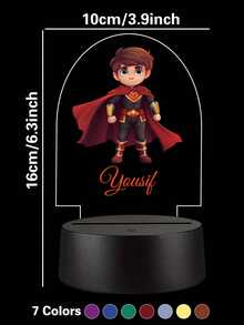 1pc Custom Cartoon Cape Boy 3D Led Night Light, Custom Super Hero, Custom Car, Custom Giant Wheel 3D Led Night Lamp, Color Changing Bedroom Manga Anime Figure Night Lights Gift,Christmas Gift Supplies