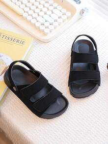 Summer Kids Open Toe Hook And Loop Sandals, Comfortable Versatile Simple Casual Indoor Outdoor Beach Sandals