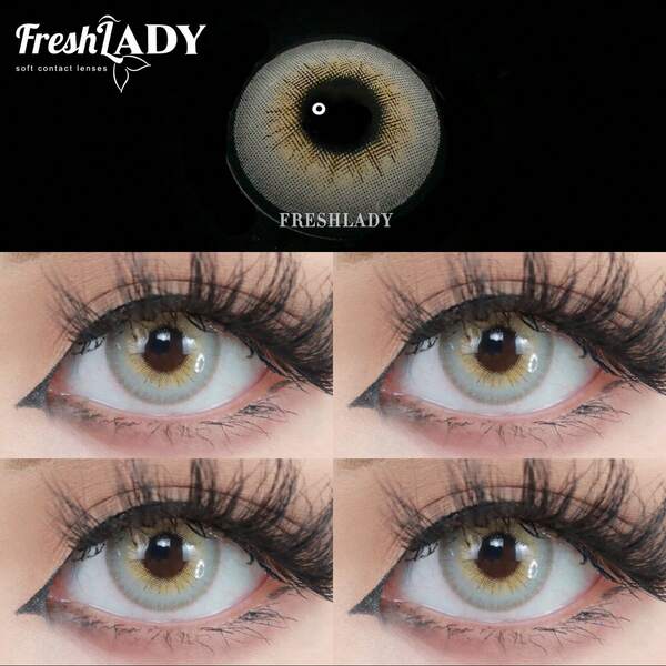 FRESH LADY Lentilles de contact de mode étudiante Freshlady Pupilentes LA GIRL 14,20 mm Lentilles de contact de couleur grise jetables 1 an pour costume d'Halloween et cosplay