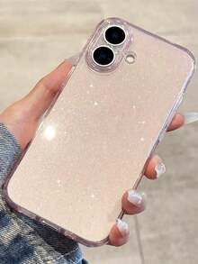 Sequins 1pc Transparent Pink Sparkling All Inclusive Phone Case Protective Case With Sparkling Starry Sky Pattern, Compatible With Iphone16/11/12/13/14 Pro Max/15promax - Soft TPU Shock And Drop Resistant Protective Case - Pink - View 3
