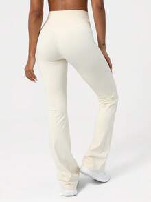 Sodalemon Ladies' Sporty Tight Flare Yoga Dance Pants - 杏色 - 查看 6