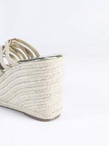 New Style Wedge Platform Criss-Cross Rivet Decor Women Sandals, Minimalist Fashion Versatile Rope Wedge Heel Sandals
