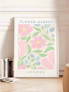 1 Pieza Póster de arte floral, Impresión en lienzo, Decoración de habitación estética, Decoración de habitación en estilo pastel, Patrones florales abstractos, Lindas decoraciones de florería, Decoración de pared de arte, Decoración de pared para dormitorio, sala de estar, oficina, baño, Sin marco