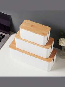 电缆管理盒 | 电源板整理器 | 电线整理器 | 隐藏电视、电脑和办公桌上的电源板和电线 | 保护宠物。电源板电涌保护器电线管理盖适用于桌面、家庭、办公室、厨房，非常适合返校季。 - 彩色 - 查看 6