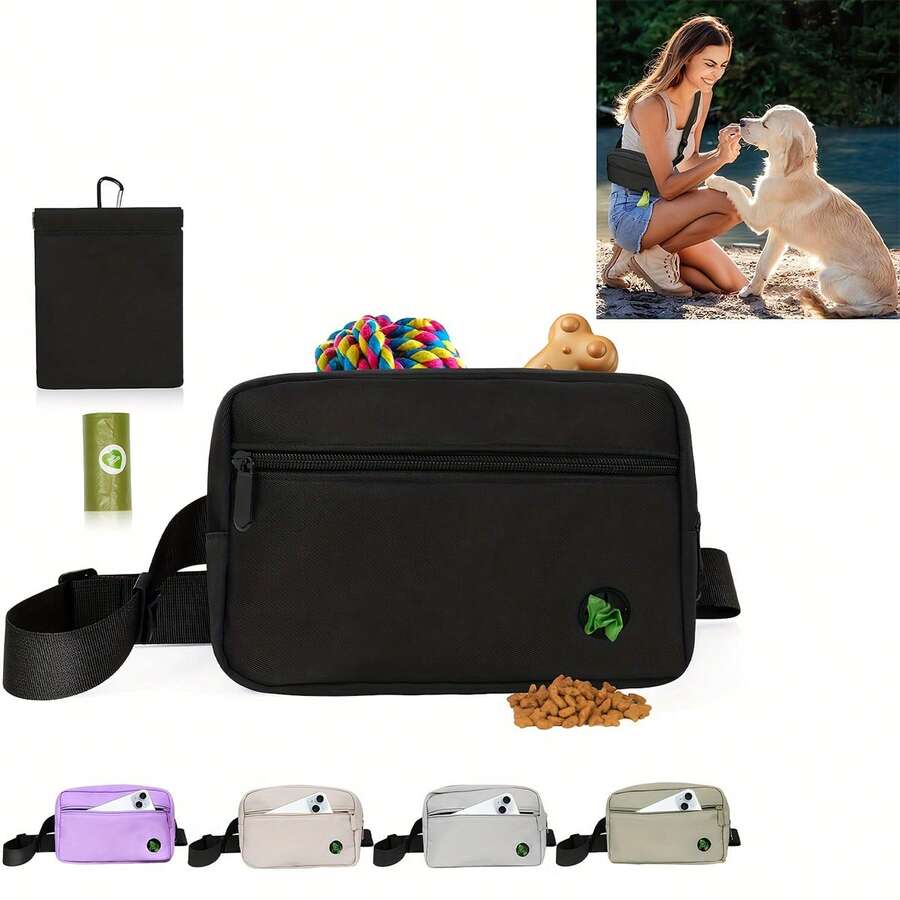 Dog Treat Bag With Poop Pouch, Treat Bag For Pet Training, Magnetic Closure, Belt Clip, Puppy Treat Bag Dog Treat Bag Dog Treat Pouch Dog Walking Bag Pouch - Multicolor - View 1