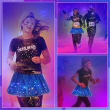 3件套女士LED芭蕾舞裙，发光芭蕾舞裙，LED蓬蓬裙，多层薄纱亮片芭蕾舞裙，适合女性参加各种派对，如万圣节、圣诞节、新年、狂欢节（不含电池）