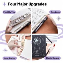 1pc 2025-2026 Planner Notebook, 204 Sheets / 408 Pages Monthly&Weekly Schedules A5 Leather Cover Diary Journal 80GSM Agenda School&Office Supplies Stationery Back To School