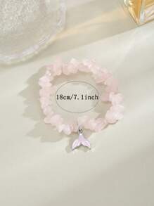 1pc Asymmetrical Natural Stone Starfish, Shell, Mermaid Tail, Dolphin, Butterfly Pendant Beach-Style Fashion Bracelet For Women, Summer Holiday Beach Ocean Decor