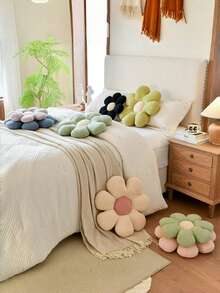 Flower Shaped Throw Pillow,Soft Daisy Pillow With Decorative Pillows For Bed Couch Chair Floor, Flower Plush Pillows For Living Room Bed Room Seat Cushion - Beige Powder Core - View 6