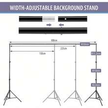 Adjustable Backdrop Stand Kit - 2x3m (6.5x9.8ft) Photography Background Support System With Carrying Bag And 4 Clamps – Perfect For Photo Studio, Video Shoots, And Professional Photography Setup - 6.5 * 9.8ft - View 2