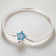 Blue Starfish And Conch Basic Chain DIY Bracelet Loose Beads Beads Women's Snake Bone Chain Sterling Silver Pendant Suitable For Daily Clothing Holiday Gift