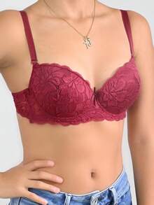 RITA SENSUAL FLORAL LACE BRA CUP B (3 PCS) - 海軍藍 - 查看 2