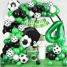 Set de baloane cu arc de fotbal, include coroană de fotbal și 18 baloane numerice, baloane din folie cu numărul verde 18, decor tematic de fotbal pentru petrecerea de 18 ani, petrecere de fotbal, baloane de fotbal, aniversare de fotbal