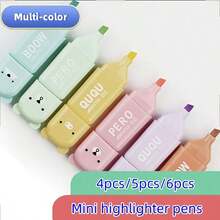 3 Stücke/4 Stücke/6 Stücke Set Mini Textmarker Stifte, süße Bär & Katze geformte Textmarker, farbige Markierstifte, geeignet für tägliches Zeichnen und Ausmalen