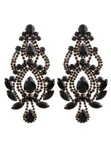 ACEHLN 一对手工铜合金爪链水钻装饰奢华婚礼耳环，北美风格 - Style 1 - 查看 2