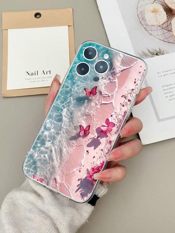 1 قطعة غطاء هاتف واقي من TPU شفاف بطلاء بسيط متوافق مع 16 Pro Max، Galaxy S25 Ultra، Redmi 14C، Moto E22، Pixel 6a 5G مقاوم للماء والصدمات ومقاوم للخدش