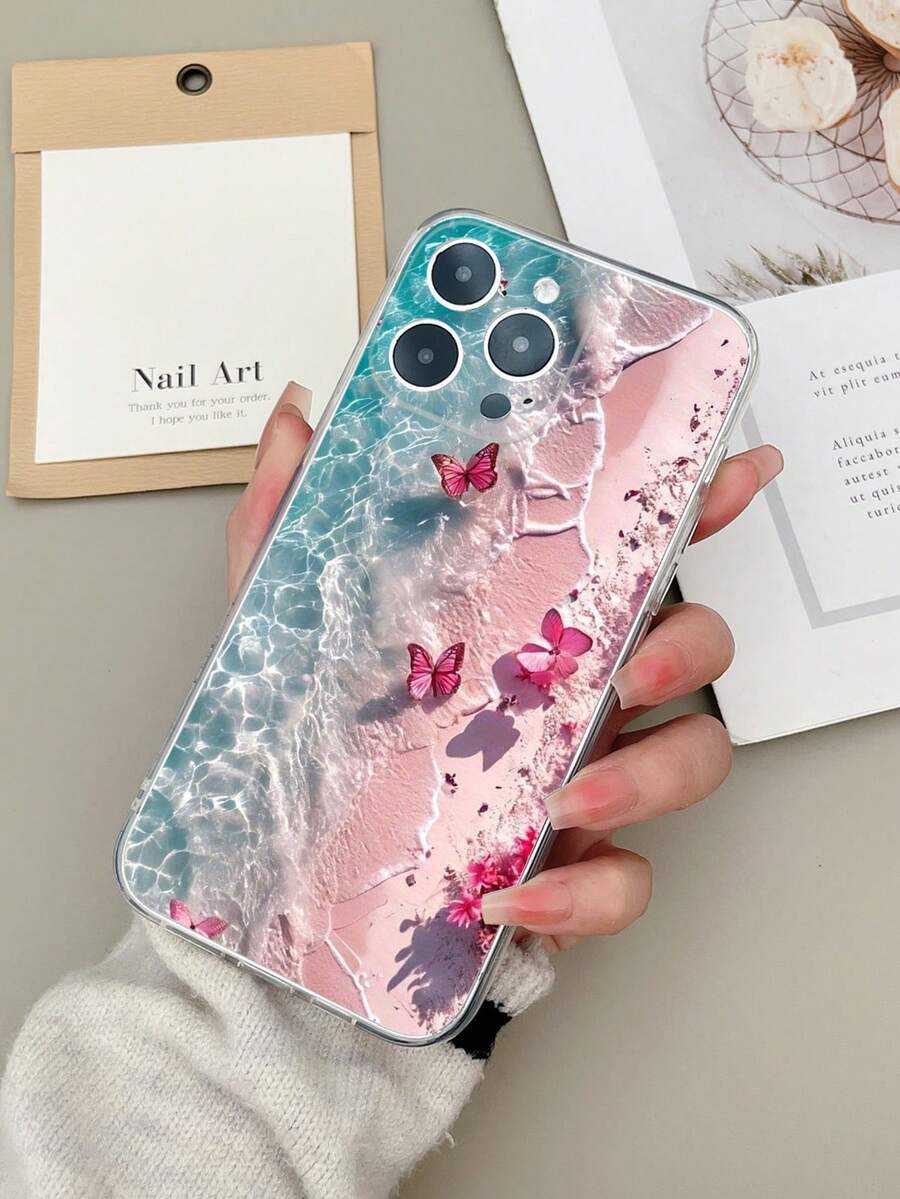 1pc Minimalist High-Transparency Painted TPU Protective Phone Case Compatible With IPhone 16 Pro Max, Galaxy S25 Ultra, Redmi 14C, Moto E22, Pixel 6a 5G Waterproof Shockproof Anti-Fall Scratch Resistant - Multicolor - View 1