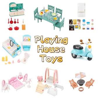 1:12 Mini Children Dollhouse Set Accessories Playing House Toys Cabinet Dining Table Refrigerator Kitchen Set Bathroom Motorcycle Princess Room Children Park Beach Miniaturization Set Simulation Miniature Furniture Model Props Hobby Home Decoration Collection Girl Gift Stress Relieving DIY Game