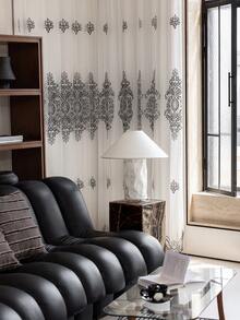 قطعة واحدة من الستائر الشفافة ذات التطريز الفرنسي الفاخر والنمط الأوروبي المرصع باللؤلؤ، للاستخدام في غرفة النوم والصالون والشرفة