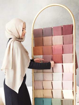 1 件女士休闲围巾纯色优雅穆斯林弹性单面针织头巾，防滑固定底座适合夏季日常生活穿着和重要节日，发饰