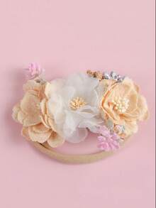 1pc Country Style New Baby Floral Headband, Soft Nylon Infant Thin Hair Band Mesh Fabric Patchwork Hair Accessories - Multicolor - View 9