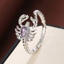 1pc Fashionable Scorpion Open Design Cubic Zirconia Ring For Women
