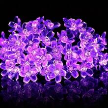 Solar Purple Cherry Blossom String Lights, 8 Function, Courtyard Balcony Outdoor Camping Decoration Light String, Holiday LED Atmosphere Light, 1 String 20/30/50/100/200LEDS